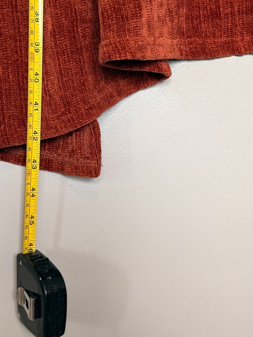 Open-Front Longline Ribbed Cardigan - Rust - Picture 6 of 7
